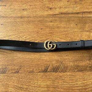 Leather belt with Double G buckle